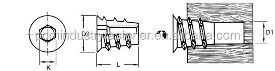 3/8-16*13with Flange Wood Insert Nut Type D,Zinc Alloy Die Cast,Self ...