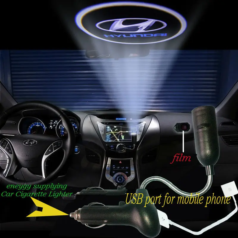 USB charger power supply led projector logo car light. Auto TOP decor lamp customized logo