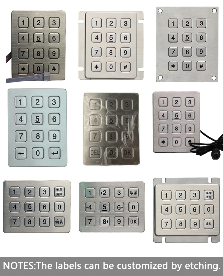 High Quality 12 keys 3*4 matrix stainless steel  Vandal-resistant Acess Control Keypad