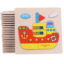 Wooden 3D Puzzle Jigsaw Wooden Toys For Children Cartoon Animal Puzzle Intelligence Kids Educational Toy Toys