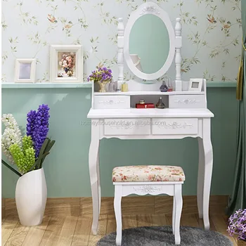 Wood Furniture Makeup Vanity Dressing Table With Mirror And Stool Wood Furniture Makeup Vanity Dressing Table With Mirror And Stool Set Modern