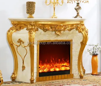 Luxury French Style Golden Wood Console Fireplace With Gold Leaf Bf11 c Buy Golden Fireplace Classic Luxury Wood Fireplace French Style Chimneypiece Fireplace Product On Alibaba Com