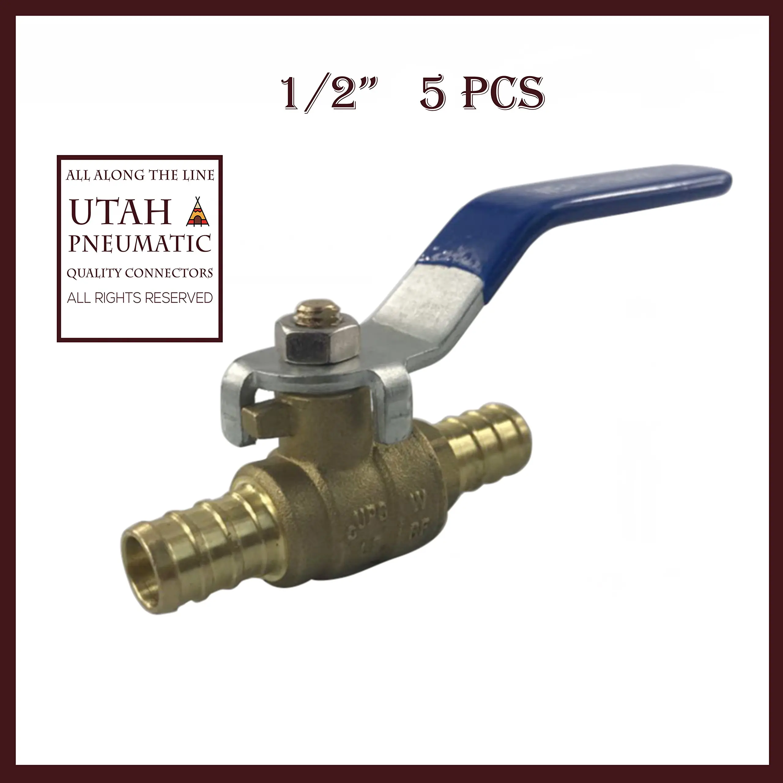 1 PEX Brass Ball Valve Standard Crimp Ends-LEAD FREE pack of 6 Full Port