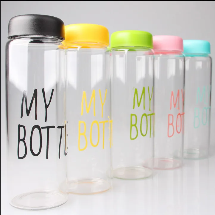 Glass Drinking Bottle,My Water Bottle With Colorful Lid,Glass Water ...