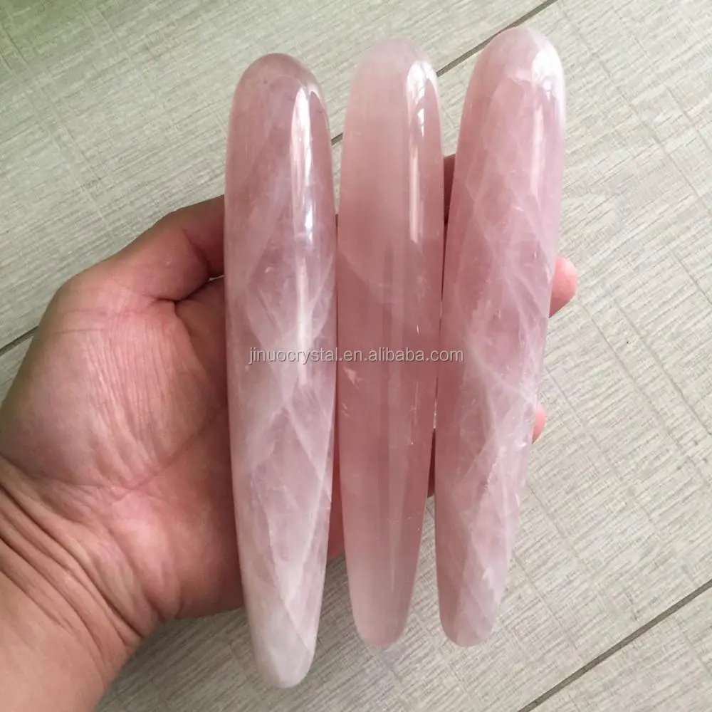 Natural Quartz Rose Crystal Dildo Healing Pink Crystal Massage Wands