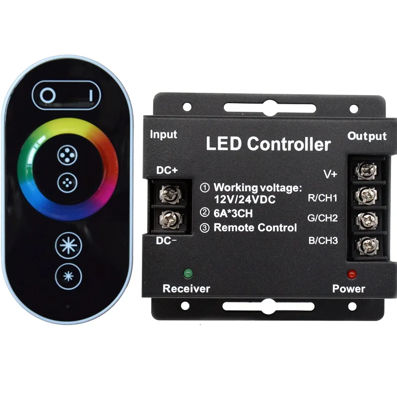 Hot sales Rgb Controller CE RoHs High Power 12Vdc 30A Rgb Led Stripes 433Mhz Rf 6Keys Touch Remote Control Rgb Led Controller