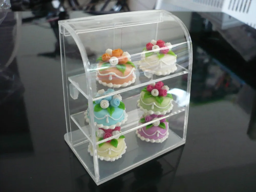 Small Mini Clear Acrylic Table Top Display Unit Dollhouse Miniature Supply Deco 