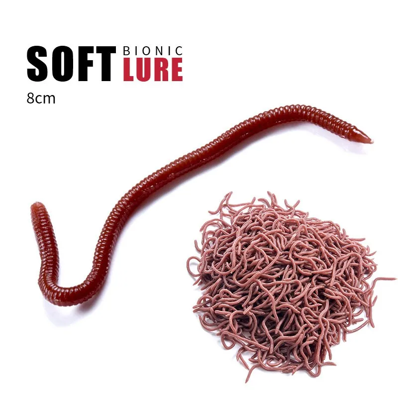 50pcs/lot Soft Lure Fishing Simulation Earthworm Red Artificial Fishing LurRSDE 