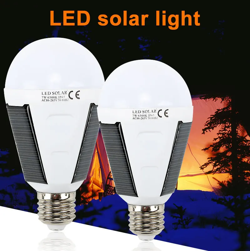 Rechargeable Led Bulb E27 Led Solar Lamp 7w 12w 85v-265v Outdoor Emergency Solar Powered Bulb ...