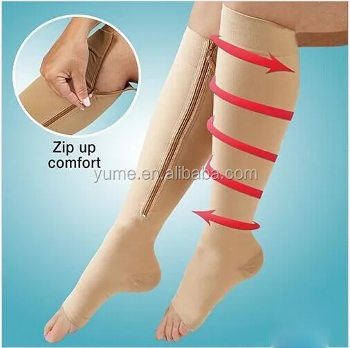 New Open Toe Knee Length Zipper Up Compression Hosiery Calf Leg Support Stocking Buy Zipper Compression Socks Compression Socks Sports Compression Socks Medical Product On Alibaba Com