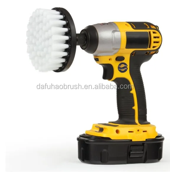 4 Inch Diameter Drill Brush Soft Bristle White Color Drill Attachment