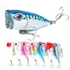 3D Eyes Lifelike Skin Fishing Lures,2 Treble Hooks Double Circle Hard Bait,Topwater Popper Lure