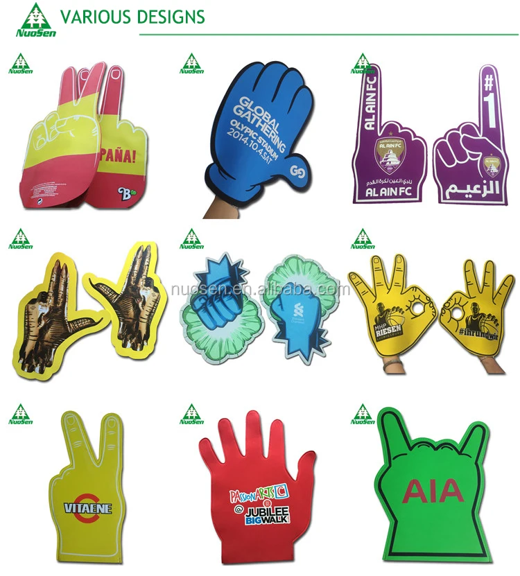 Eva Custom Cheering Hands 5 Fingers Shape Foam Hand Sponge Hand Foam
