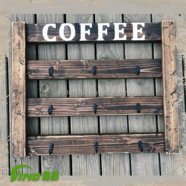 Coffee Cups Holder Wooden Mug Rack Wall Mounted Coffee Cups Holder Wooden Mug Rack Wall Mounted