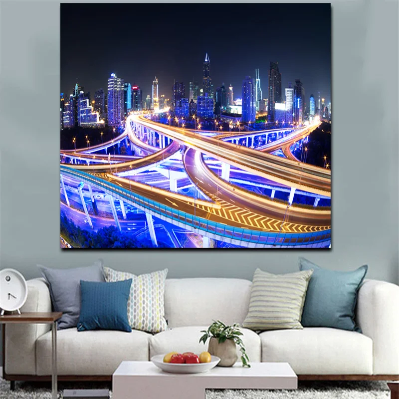 Led Light Canvas Art Painting Hot Sale Gorgeous City Night Scene ...