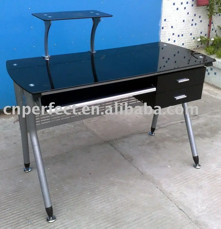 Tempered Glass Computer Desk Mdf Office Table With Metal Legs In Furniture Pc On Alibaba Com