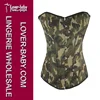 Sexy Strapless Corset Boned Overbust Army Sexy Corset With G-string Shape Bustier Top L4065