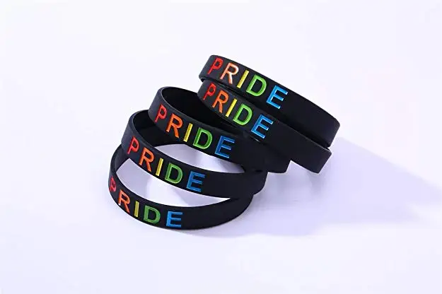 Gay And Lesbian Rainbow Wristband Lgbt Pride Silicone Rubber Wrist Bracelet Buy Rainbow