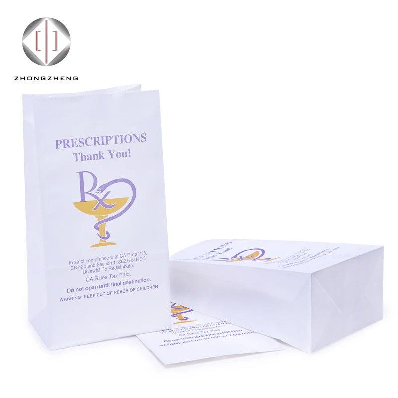 Rx Kraft Paper Pharmacy Prescription Pill Medicine Paper Bag For