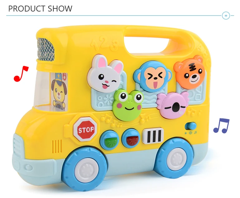 Small Configure Traffic System Sound Four Animal Light Baby Bus Toy ...