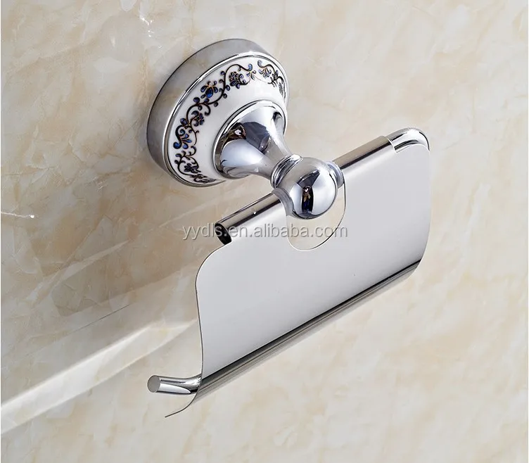 16005 White Ceramic Toilet Roll Holder Stainless Steel Paper Tissue