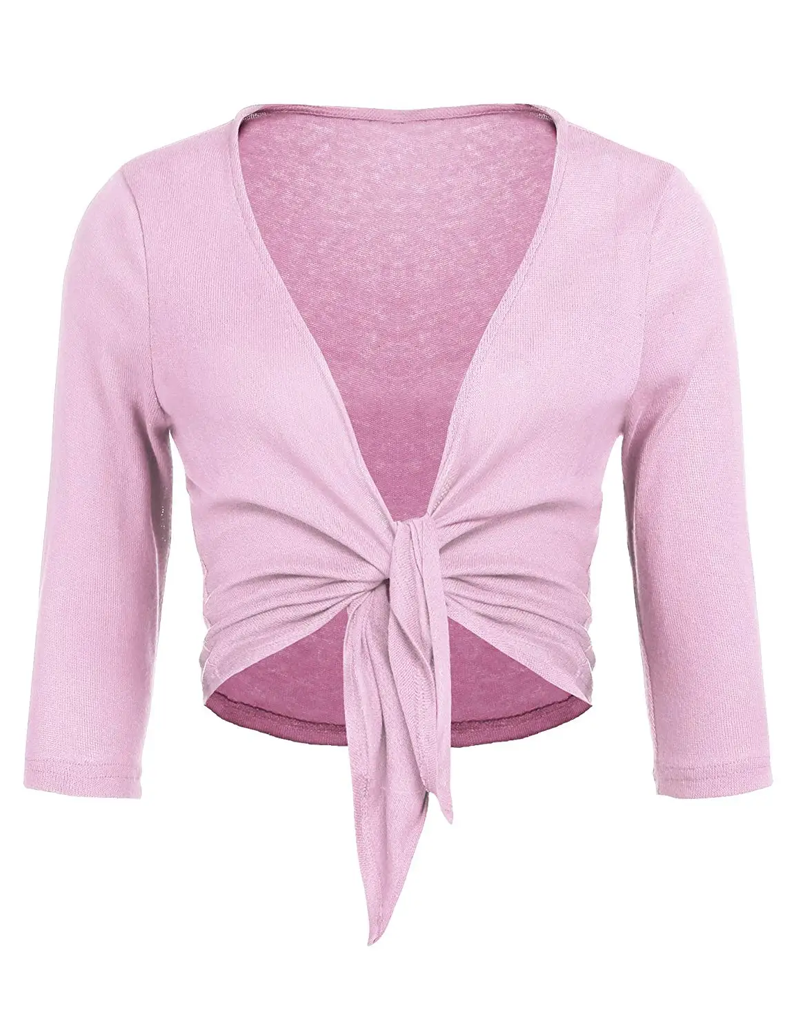 Jaycargogo Women Bolero 3//4 Sleeve Versatile Shrug Cardigan Open Front Crop Top