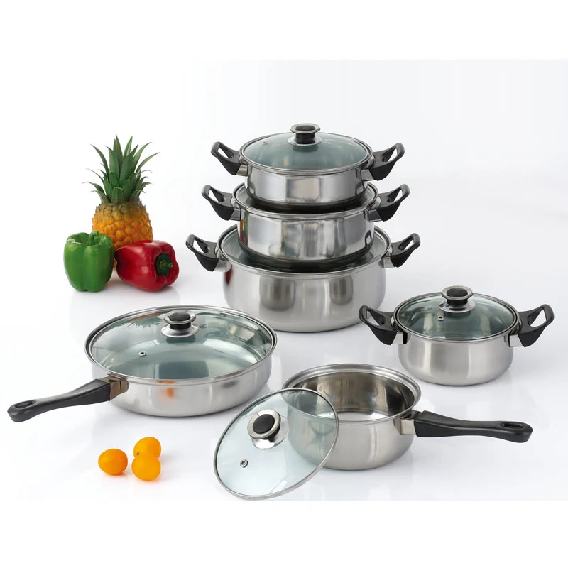 
Hot Sale Promotion Gift HAPPY BARON 12pcs Stainless Steel Cookware Set 