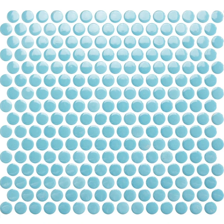 light blue circle penny tile back splashes