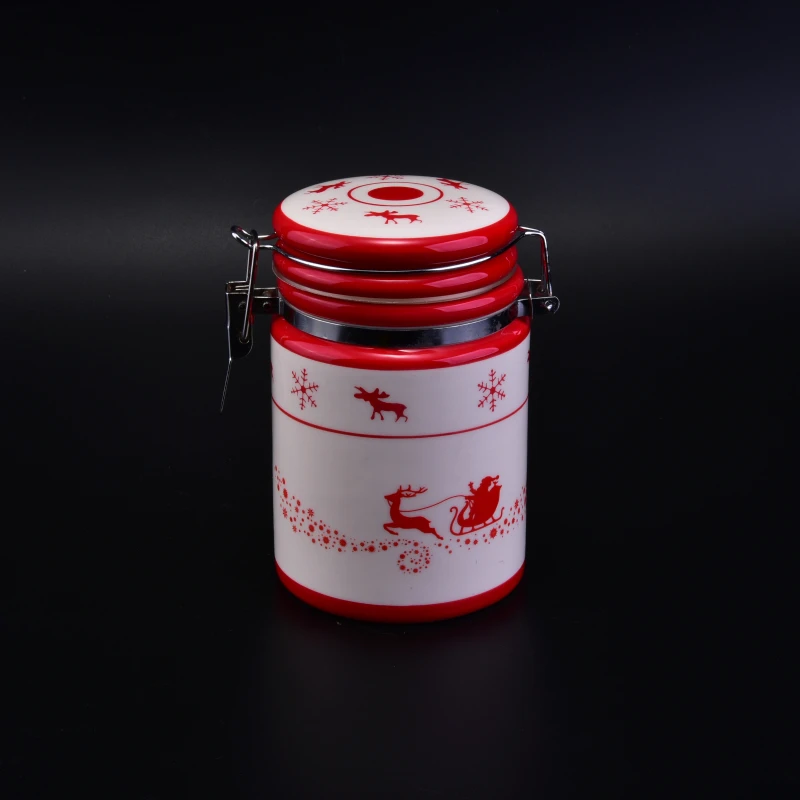 Wholesales Christmas dolomite jars with sealed lids kitchenware