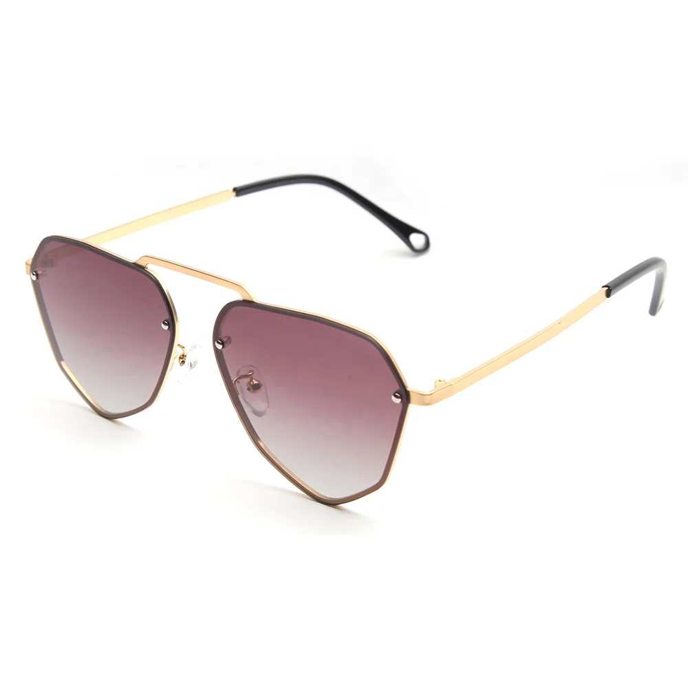Irregular Sunglasses Italy Design Gradient Lens Golden Metal Sun