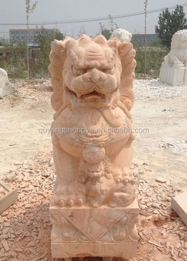 red foo dog statue