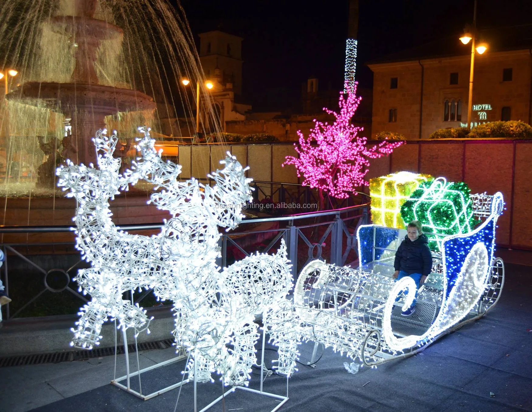 Reindeer Sleigh With Led Lights - Buy Christmas Decoration Reindeer ...