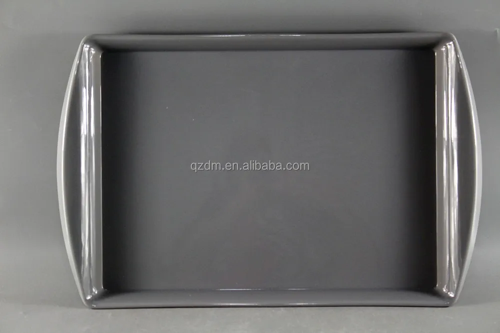 Grey Melamine Serving Tray With 2 Small Handles