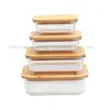 high Borosilicate glass rectangular Meal Prep Storage Lunch Box Glass Food Container with bamboo lids