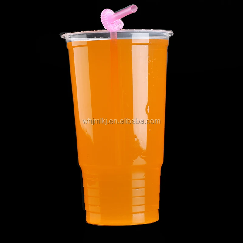 1 Liter Custom Big Plastic PP Milkshake Disposable Beverage Drinking Cup