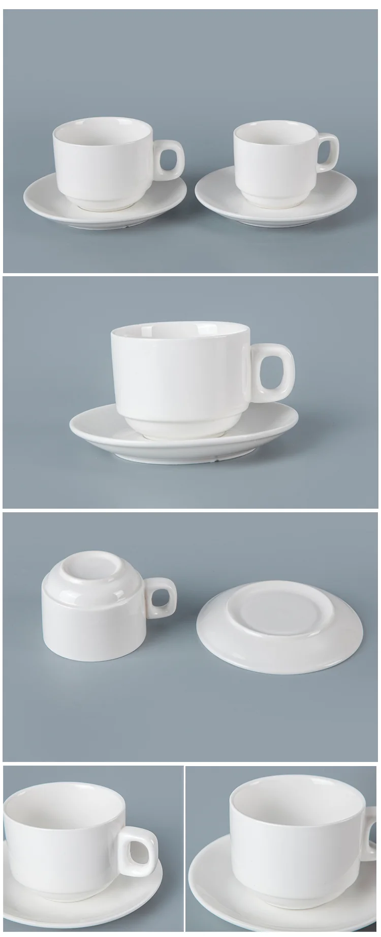 Modern White Hotel Ceramic Tea Cups,Eco Friendly Hotel Coffee Cup Set