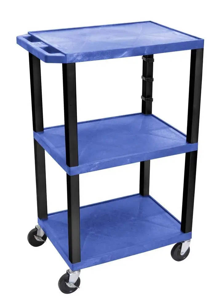 Offex Clickhere2shop Mobile Multipurpose 3-Shelves Tuffy Cart, Blue with Black Legs and Drawer (OF-WT42BUE-B)