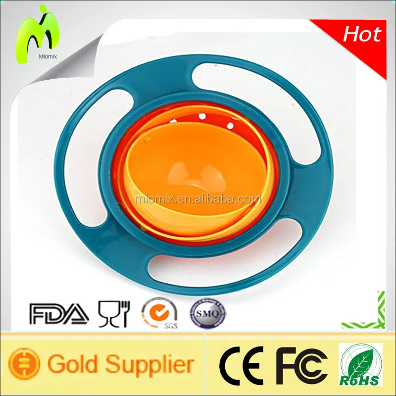 360 Rotating Spill-proof bowl with lid Gyro shape Baby bowls