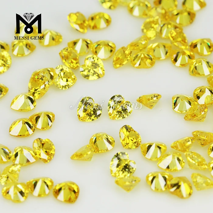 Coração de alta qualidade amarelo dourado cubic zirconia gemstone Price