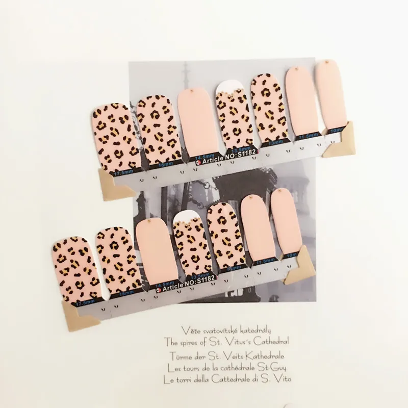 Lovely Pink Dots Nail Arts Sticker 14 pcs set Waterproof Nail Decal Art Sticker Gel Polish