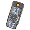 Factory direct creative personalized windproof USB real watch pull down charging lighter wholesale 809 men cigarette lighter