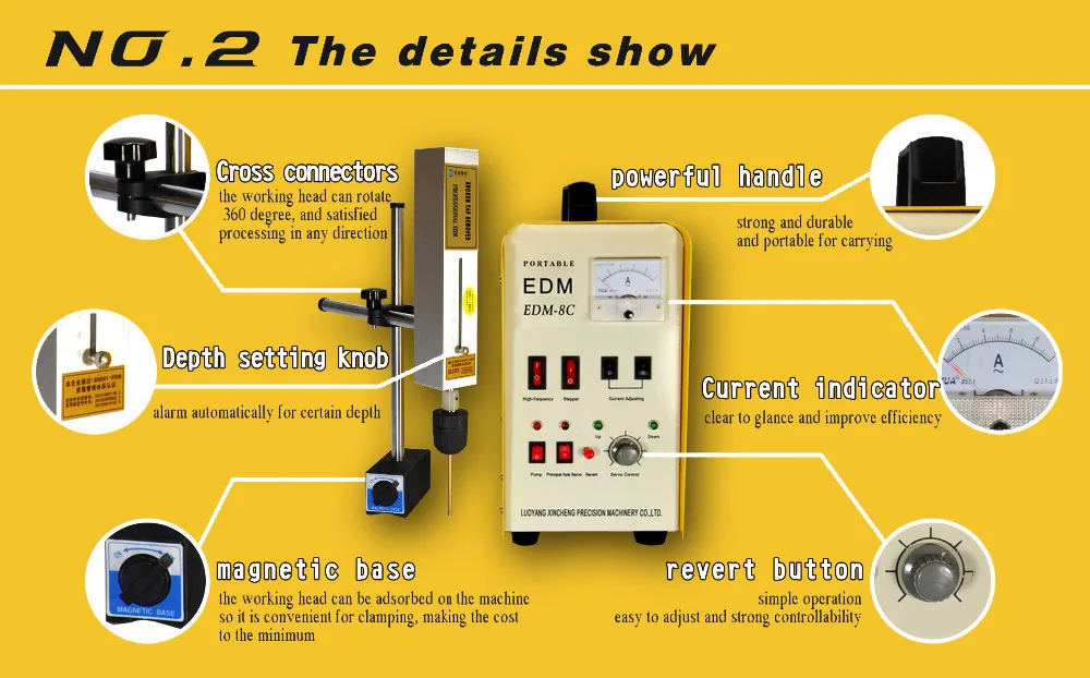 800W high quality professional mini edm-8c machine as broken bolt tools burner and cnc edm holes driller