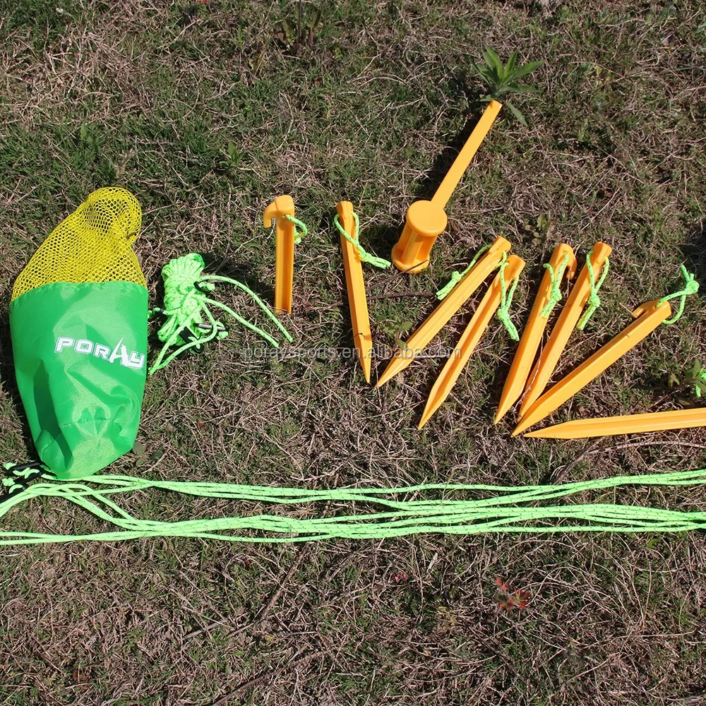 Tent Peg With Abs Stakes And Hammer & 4 Reflective Ropes Into A