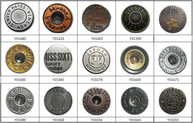 slide rivet types of jean buttons