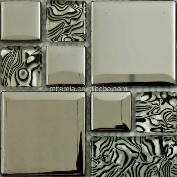 Azulejo De Cristal De Metal,Barato,De Alta Calidad,Mosaico De Plata