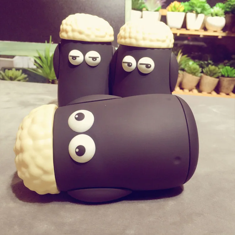 Cute Sheep Design Glass Water Glass Water Bottle with Lids