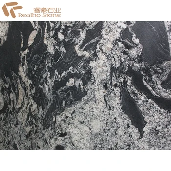 Polished Thunder Black Granite With White Veins Tiles Thunder Black Granite With White Veins