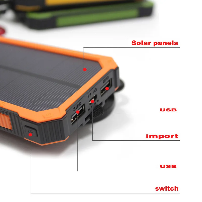 Portable solar phone charger new products solar power bank 12000mah power bank with LED Lamp - ANKUX.COM