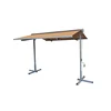 14' W x 10' Projection, Manual Retracting Free Standing Awning Sun Shade Canopy, Gray w/ Canvas Umber Fabric