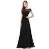 Elegant Cap Sleeve Lace Neckline Formal Mother of the Bride Maxi prom evening long dress